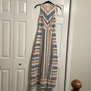 Pink and blue stripped maxi dress. Peakaboo back
